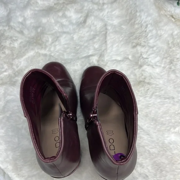 Aldo Leather Ankle Booties Size Eur 6.5 wine color block heel - Picture 10 of 13